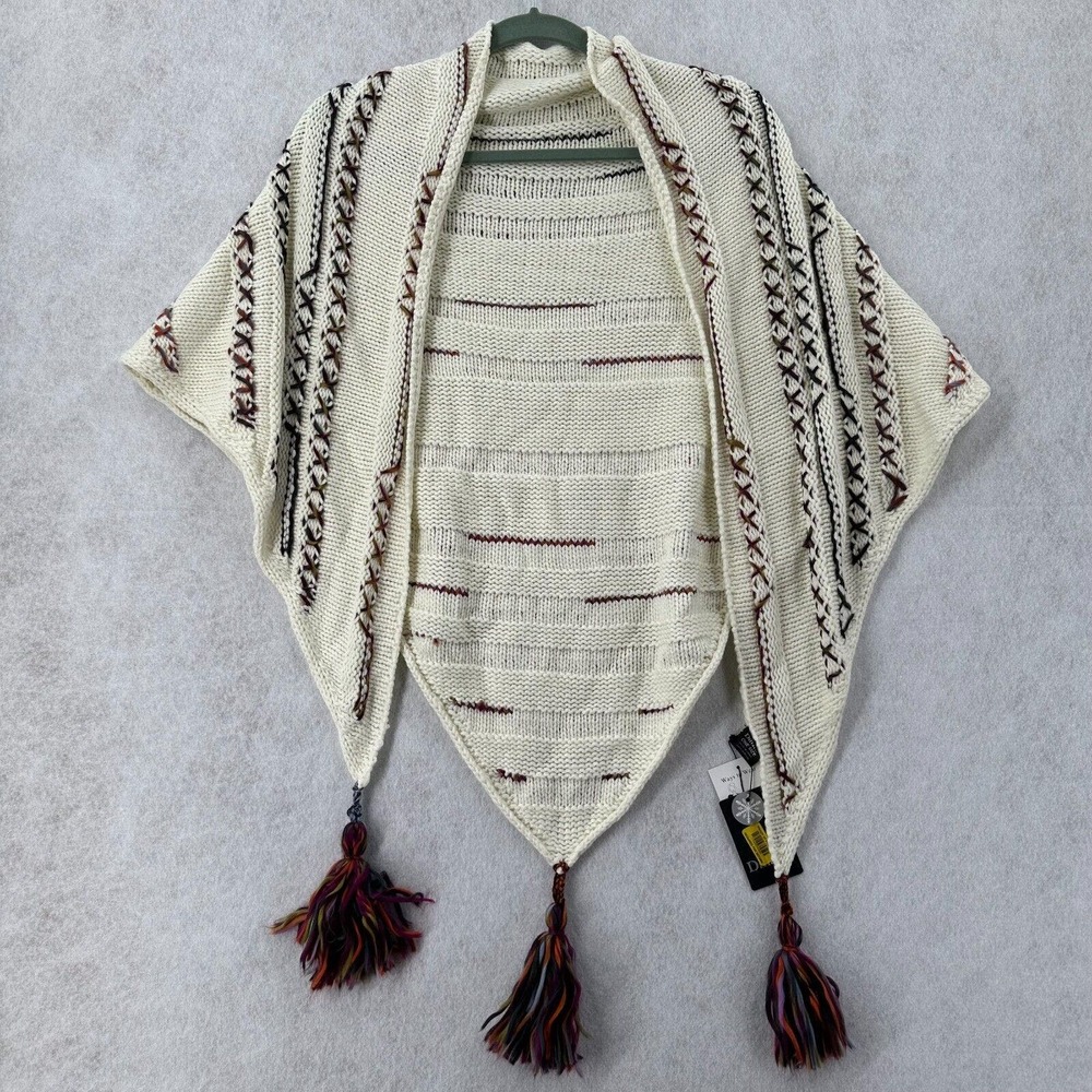 Dillards SweaterShawl‎ Wrap One Size Ivory Aztec Cardigan Cape NWT Flowy Knit